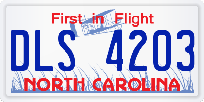 NC license plate DLS4203