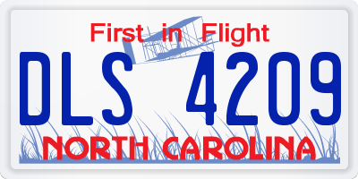 NC license plate DLS4209