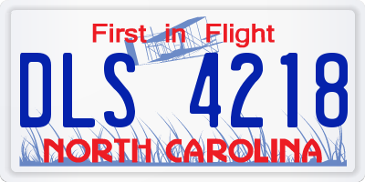 NC license plate DLS4218