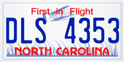 NC license plate DLS4353