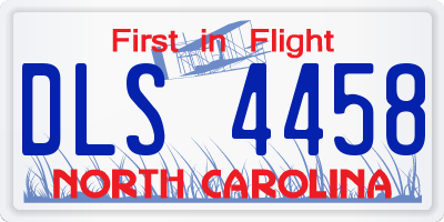 NC license plate DLS4458
