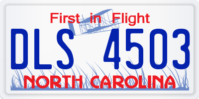 NC license plate DLS4503