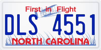 NC license plate DLS4551