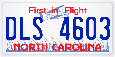 NC license plate DLS4603