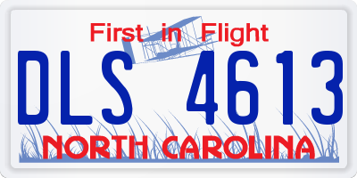 NC license plate DLS4613
