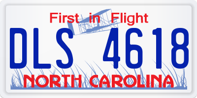NC license plate DLS4618