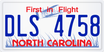NC license plate DLS4758