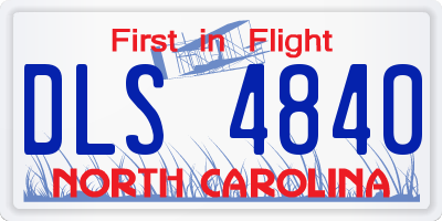 NC license plate DLS4840