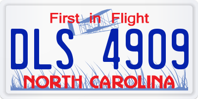 NC license plate DLS4909