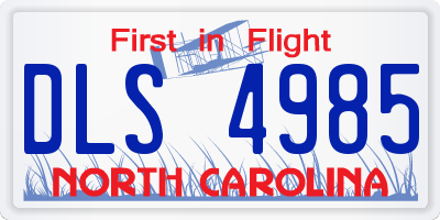NC license plate DLS4985