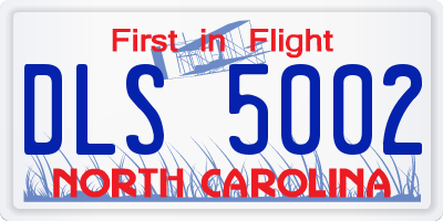 NC license plate DLS5002