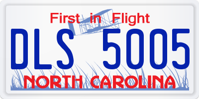 NC license plate DLS5005