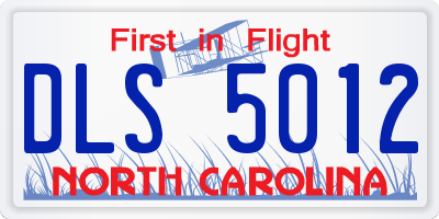 NC license plate DLS5012