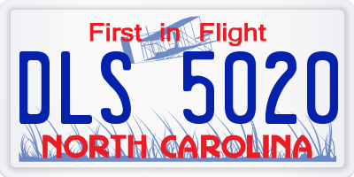 NC license plate DLS5020