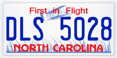 NC license plate DLS5028
