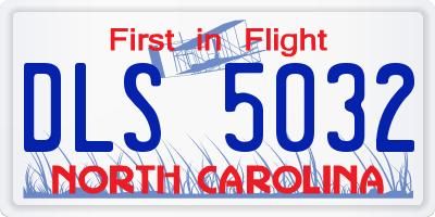 NC license plate DLS5032
