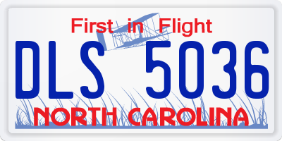 NC license plate DLS5036