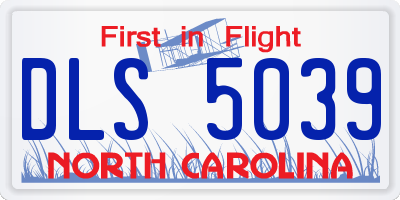 NC license plate DLS5039