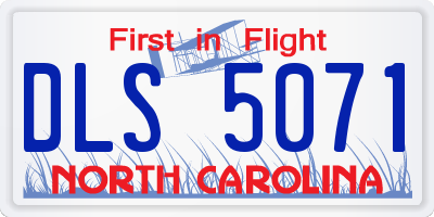 NC license plate DLS5071
