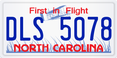 NC license plate DLS5078