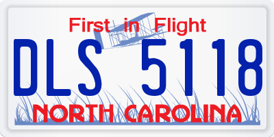 NC license plate DLS5118