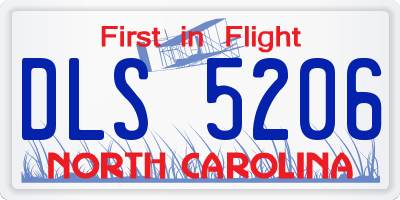 NC license plate DLS5206