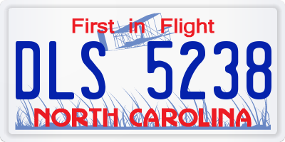 NC license plate DLS5238