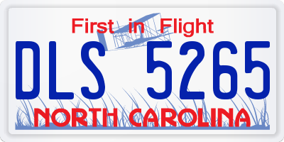 NC license plate DLS5265