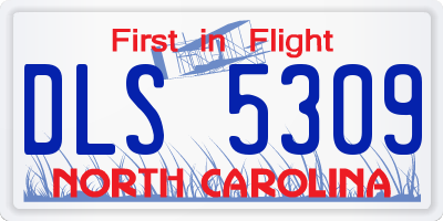 NC license plate DLS5309