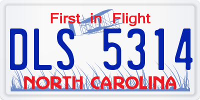 NC license plate DLS5314