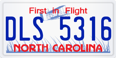 NC license plate DLS5316
