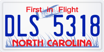 NC license plate DLS5318