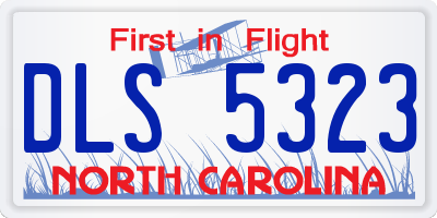 NC license plate DLS5323