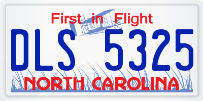 NC license plate DLS5325