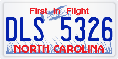 NC license plate DLS5326
