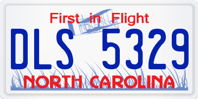 NC license plate DLS5329