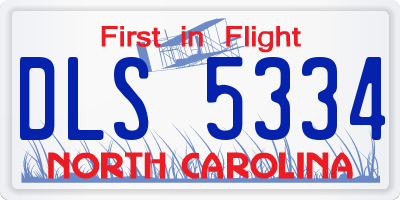 NC license plate DLS5334