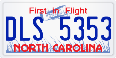 NC license plate DLS5353