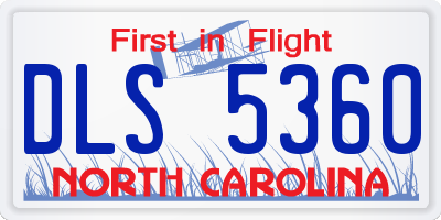 NC license plate DLS5360
