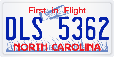NC license plate DLS5362