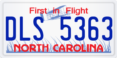 NC license plate DLS5363