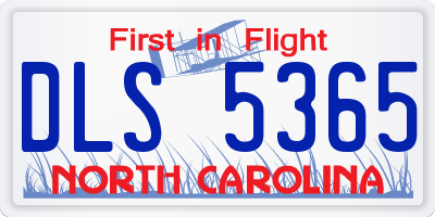 NC license plate DLS5365
