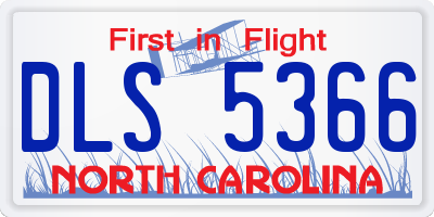 NC license plate DLS5366