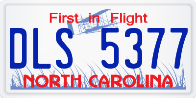 NC license plate DLS5377