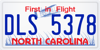 NC license plate DLS5378