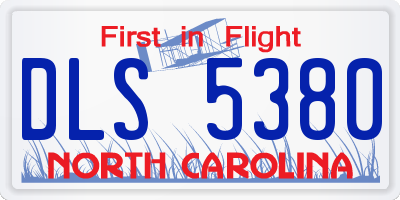 NC license plate DLS5380