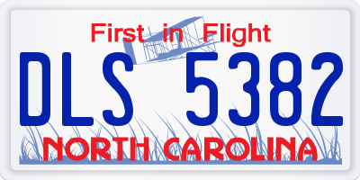 NC license plate DLS5382