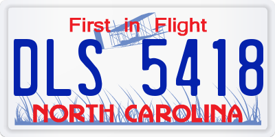 NC license plate DLS5418