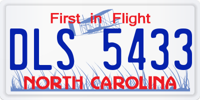 NC license plate DLS5433