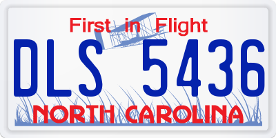 NC license plate DLS5436